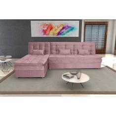 Imagem de Sofá Cama Reclinavel com Chaise Penélope Turkey Rosa F447 - Matrix