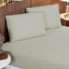 Imagem de Jogo De Lençol Queen 3 Peças 400 Fios Percal Toque Suave Ponto Palito