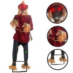 Imagem de Boneco Espantalho Macabro Decoração Halloween Com Som E Luz - Extra Fe