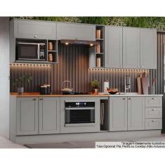 Imagem de Cozinha Modulada Henn Americana Completa 12 Peças (5Aéreos+4Balcões+3Complementos) CZ314 Cinza-Henn