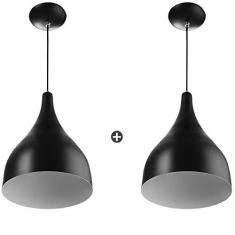 Imagem de Kit 2 Lustre Pendente Gota Media De Alumínio 30cm Soquete E-27 