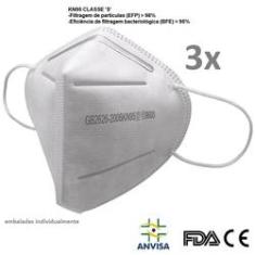 Imagem de Kit 3 Máscara N95 Pff2 C/ Anvisa 5 Camadas FDA CE