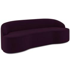 Imagem de Sofá 3 Lugares Curvo Sala De Estar Living Lótus D02 Veludo Roxo 210 Cm