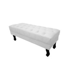 Imagem de Recamier Baú Luis Xv Capitonê Retrô 120 cm Couro Branco Ms Decor - Man