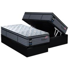 Imagem de Conjunto Box Baú Solteiro: Colchão Molas Sealy Posturepedic Passion + Base CRC Suede Preto (88x188)