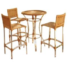 Imagem de Conjunto De 3 Banquetas E Bistrô Em Alumínio  Argila