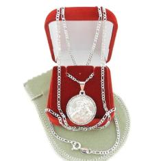 Imagem de Corrente Masculina 50Cm 2Mm São Jorge Folheada Prata Cr841