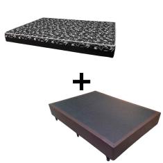 Imagem de Cama Box Casal 138 Tecido Sintético Marrom Com Colchão Hamburgo Bello Box - 100% Espuma - D28 Preto 54x138x188