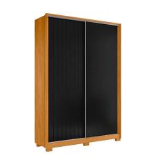 Imagem de Guarda Roupa Frizatto com 2 Porta de Correr e 3 Gavetas Sem Espelho em Carvalho com Preto VS Decor