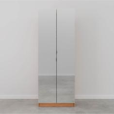 Imagem de Guarda Roupa Hera com Espelho 2 Portas com Cabideiro e 2 Gavetas Cabecasa Madeiramadeira Branco Geada/Louro/Preto