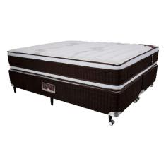 Imagem de Cama Box King Size Castor Sellect P Double Revestida em Tecido Suede + Colchão com Molejo Tecnopedic e Euro Pillow 34x193x203cm – Marrom/Bege