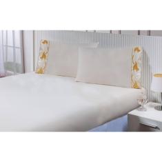 Imagem de Jogo Lençol Casal Queen (1,98mx1,58mx35cm) 3 Peças 200 Fios 100% Algodão Barrado Bordado Tulipa Dourada