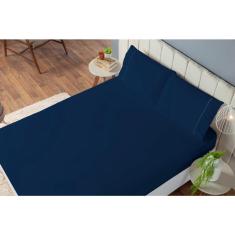 Imagem de Lençol Solteiro Elástico + Fronha Microfibra Laura 2 Pç Azul