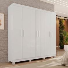 Imagem de Guarda-roupa 2 Gavetas 6 Portas com Pés Lisboa Branco