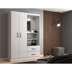 Imagem de Guarda Roupa Capelinha Solteiro 2 Portas 2 Gavetas Premium - Branco Branco