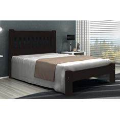 Imagem de Cama Queen Size Lisboa de Madeira Maciça Angelim Pedra/Tauari - Cor Tabaco