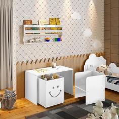 Imagem de MESA INFANTIL ALEGRA SMILE MONTESSORIANA COM 1 CADEIRA E 1 NICHO - BRANCA