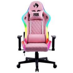 Imagem de Cadeira Gamer Fox Com Iluminação Rgb Apoio Ajustavel Rosa