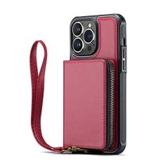 Imagem de Carteira com zíper capa para cartão de telefone para iPhone 14 13 12 11 Pro Max Couro Flip Stand Cover para Samsung Galaxy S22 Plus S21 Ultra, vermelho, para Samsung S21 Plus