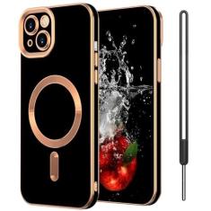 Imagem de SouLips Capa para iPhone 14, capa para iPhone 14 [compatível com MagSafe] Alça magnética fina e fina para pulso para carro com suporte para celular à prova de choque para iPhone 14 de 6,1 polegadas,