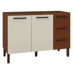 Imagem de Balcão de Cozinha 2 Portas Toronto Nogueira Off White Ripado