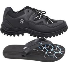 Imagem de Kit Tenis Masculino Grande E Chinelo Tamanho Especial 45 ao 49 Confort