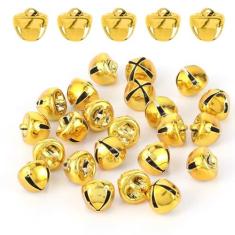 Imagem de JJUNW 100 sinos para artesanato, sinos de artesanato multicoloridos de 10 mm/0,39 polegadas, sino pequeno de Natal, sinos pequenos para sinos de vento de Natal, joias, ornamentos, decoração de festa