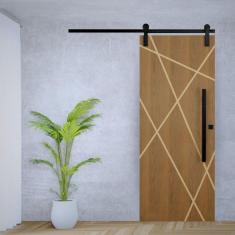 Imagem de Porta de Correr Padrão Imbuia Agatha Trilho Soft Puxador Tubolar 800 Mm 120 X 210 Esquerdo Natural