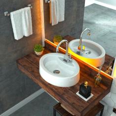 Imagem de Kit Cuba OV43 com Torneira Luxo 1195 e Válvula Click 1 Polegada B Compace 