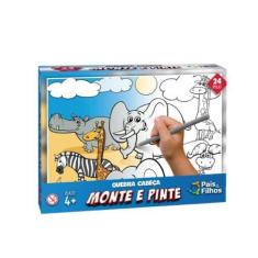 Imagem de Quebra-cabeça Infantil - Monte E Pinte - Safari - 24 Peças - Pais & Fi