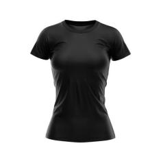 Imagem de Camiseta Babylook Feminina Lisa DryFit Uv Verão Preto - Fantasia Bras,