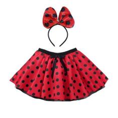 Imagem de Kit Fantasia Minnei 2 Peças Saia e Tiara Infantil Barato Presente Tema