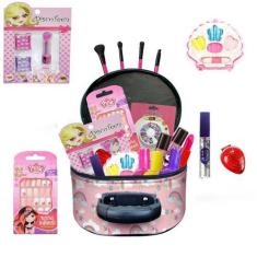 Kit de maquiagem infantil para meninas, conjunto completo de malas, jogo de  maquiagem, kit de maquiagem infantil de segurança lavável, brinquedo de  maquiagem de rosto de princesa, : : Beleza