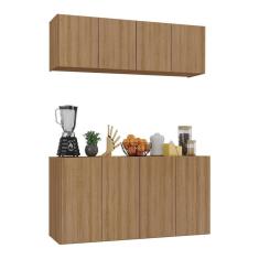 Imagem de Kit Armário De Cozinha E Aparador 4 Portas Multimóveis Mp2162 Rustic Rustic