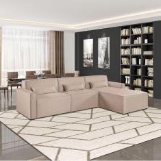 Imagem de Sofá 3 Lugares com Puff 298cm Linho Lutz Yescasa Cru