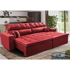 Imagem de Sofá Retrátil e Reclinável 2,32m Luxos Cama Inbox Velusoft Vermelho