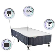 Imagem de Base Box Castor Solteiro Silver Star Suede Cinza Matelassado 88X188x40 - Cama Reforçada Até 150Kg