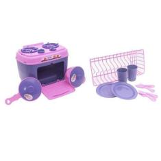 Imagem de Kit Infantil Cozinha Geladeira Fogão Microondas Panela 27P - Altimar