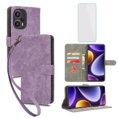 Imagem de IUQXU Capa carteira para celular Xiaomi Poco F5 5G com protetor de tela [bloqueio RFID] Suporte de cartão flip de couro alça de pulso feminina masculina capa de celular para Xiaomi PocoF5 Poco F 5 5G