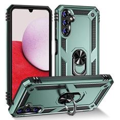 Imagem de SORAKA Capa para Samsung Galaxy A14 5G com suporte de anel capa protetora para Samsung Galaxy A14 4G capa traseira de policarbonato rígido com placa de metal para celular magnético suporte de carro