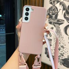 Imagem de Colar de corrente de luxo silicone caso macio para samsung galaxy s23 s22 s21 s20 plus fe a54 a14 a13 a33 a72 a52 a32 a12 nota 20 ultra, rosa, para a12