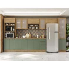 Imagem de Armário de Cozinha Modulada Completa Reta 9 peças 4,00m 219 Botanic Ka