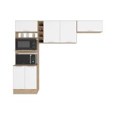 Imagem de Cozinha Compacta Paneleiro E Aéreo Ferrara Poliman Carvalho Oak E Branco