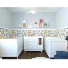 Imagem de Quarto de Bebê com Berço Cômoda com Janela e 2 Nichos 100% MDF Retrô K