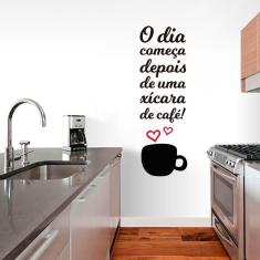 Imagem de Adesivo De Parede Frase Cozinha Café Tamanho 90Cmx40Cm