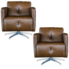 Imagem de Kit 2 Poltronas Giratória Astana Couro Marrom Bicolor