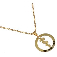 Imagem de Colar Minha Profissão Odontologia Dentista Folheado Ouro 18k