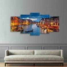 Imagem de Quadro decorativo Cidade de Veneza Mosaico 5 Peças 125x60