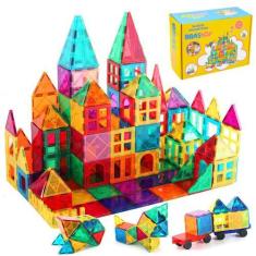 Imagem de Bloco Magnético Infantil 65 Ou 130 Peças Coloridas Brinquedo Educativo