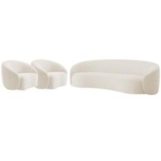 Imagem de Kit Sofá 3 Lugares 200cm e 2 Poltronas Orgânica Luxo Recepção Amore Bo